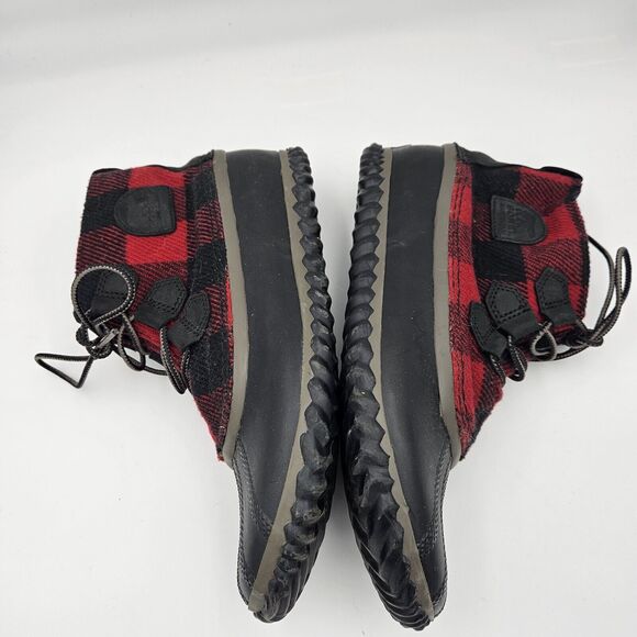 Sorel Out N About Duck Rain Boots Waterproof Women's Size US 9- Black Red Plaid - Picture 3 of 6